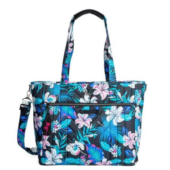 Lug Paddle Carry-All Tote Hibiscus Multi Tropical Hard to Find Print - Picture 1 of 13